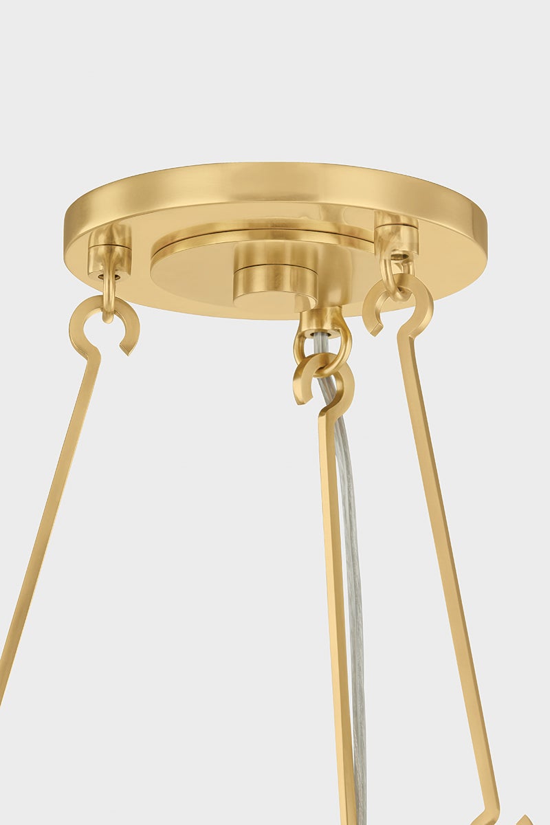 Bridgeton Chandelier 30" in aged brass shown from a second angle to highlight the frame, arms, and shade detail.