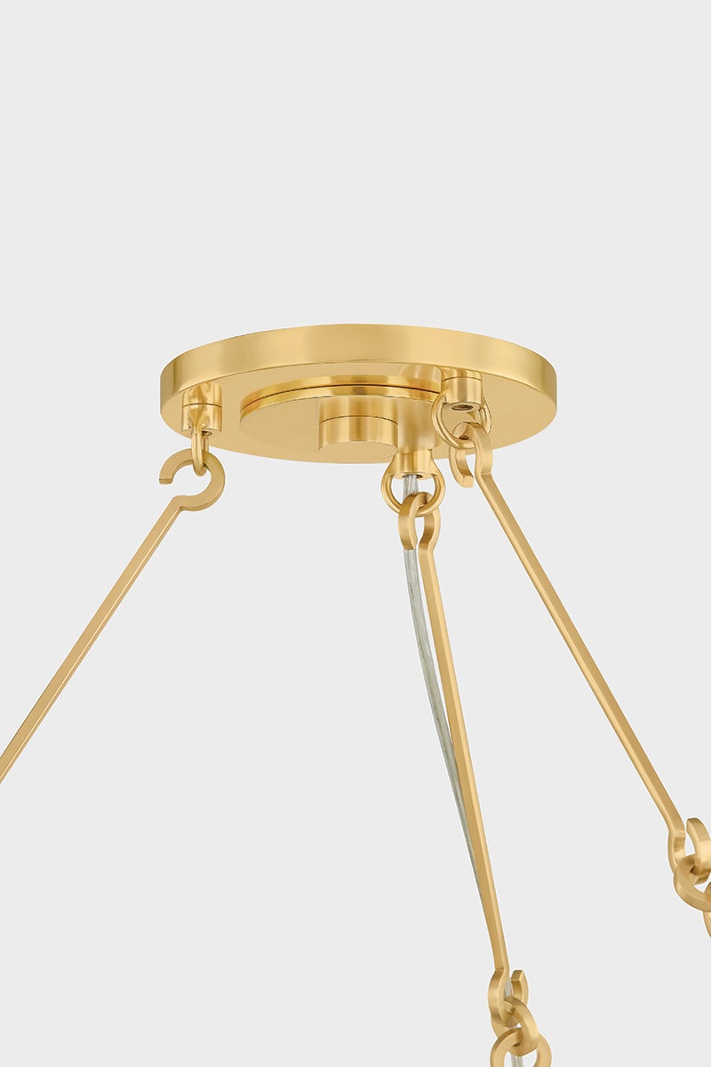 Bridgeton Chandelier 46" in aged brass — a Hudson Valley chandelier for dining rooms, entries, and living rooms at Laurie Yapp Home.