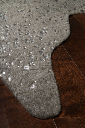 Side view of the Bryce Graphite / Silver rug.