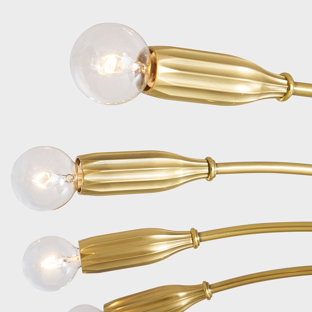 Barney Semi Flush 31.5" in aged brass shown from the front to reveal the shade profile and mounting canopy.