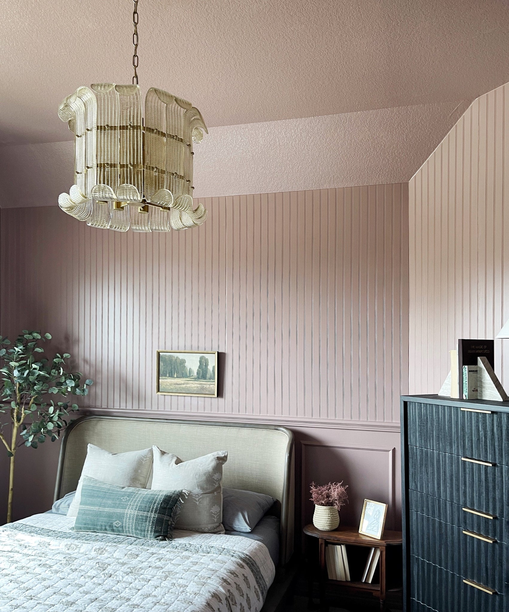 Brasher Chandelier in aged brass styled in a two-story entry for warm, layered light at Laurie Yapp Home.