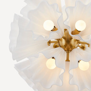 Capri Chandelier 24" in aged brass shown from a second angle to highlight the frame, arms, and shade detail.