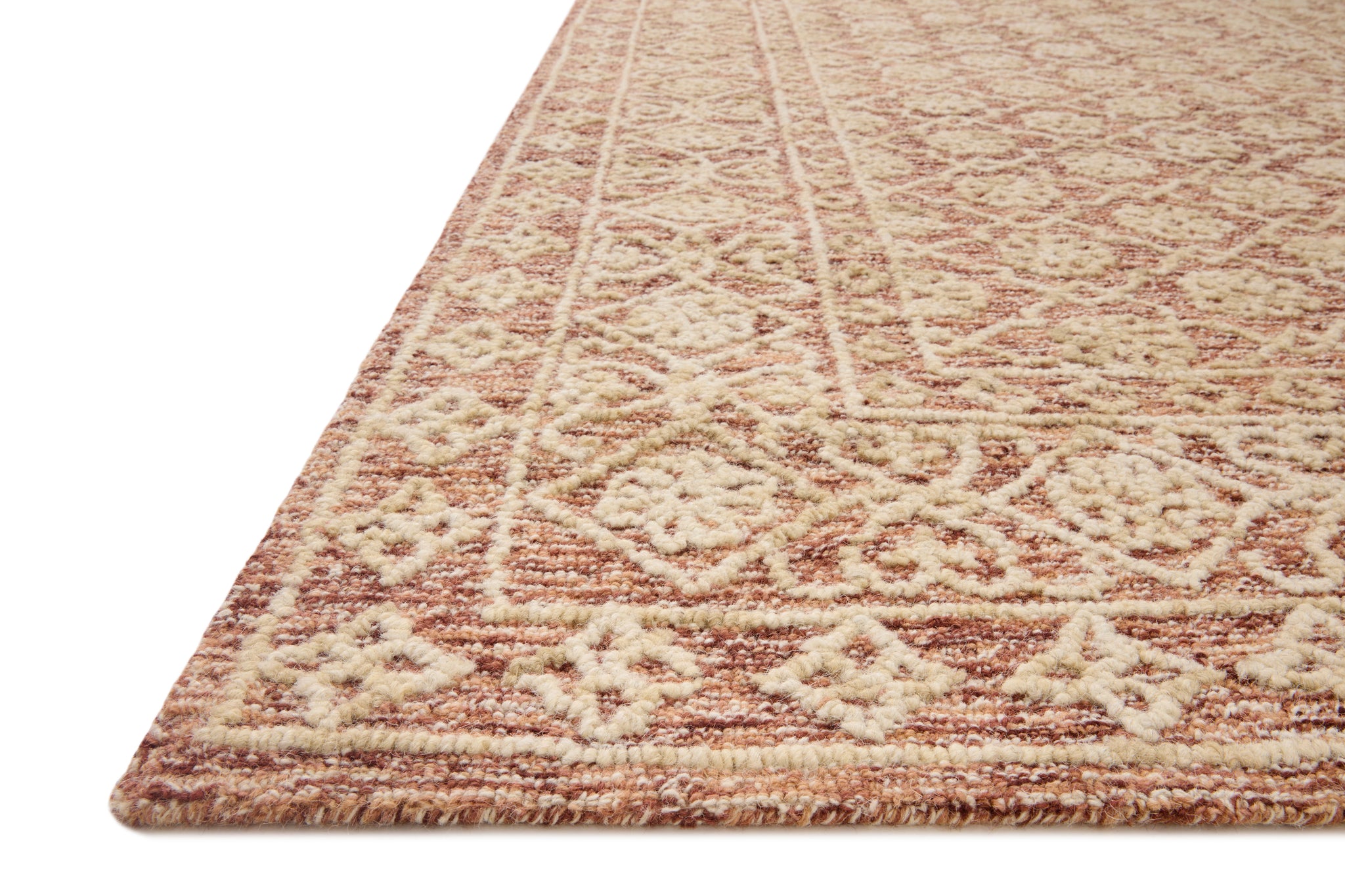 Side view of the Cecelia Rust / Natural rug.