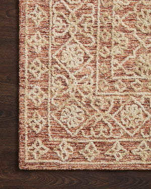 Close-up detail of the Cecelia Rust / Natural showing its pile and weave.