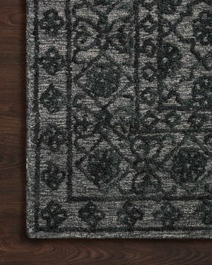 Side view of the Cecelia Smoke / Dk. Grey rug.