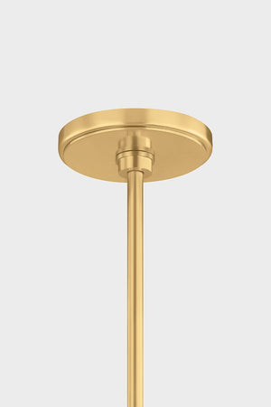 Chatton Pendant 12" in aged brass shown from a second angle to highlight the shade shape and metal detail.