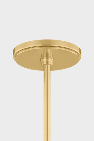 Chatton Pendant 16.5" in aged brass shown from a second angle to highlight the shade shape and metal detail.