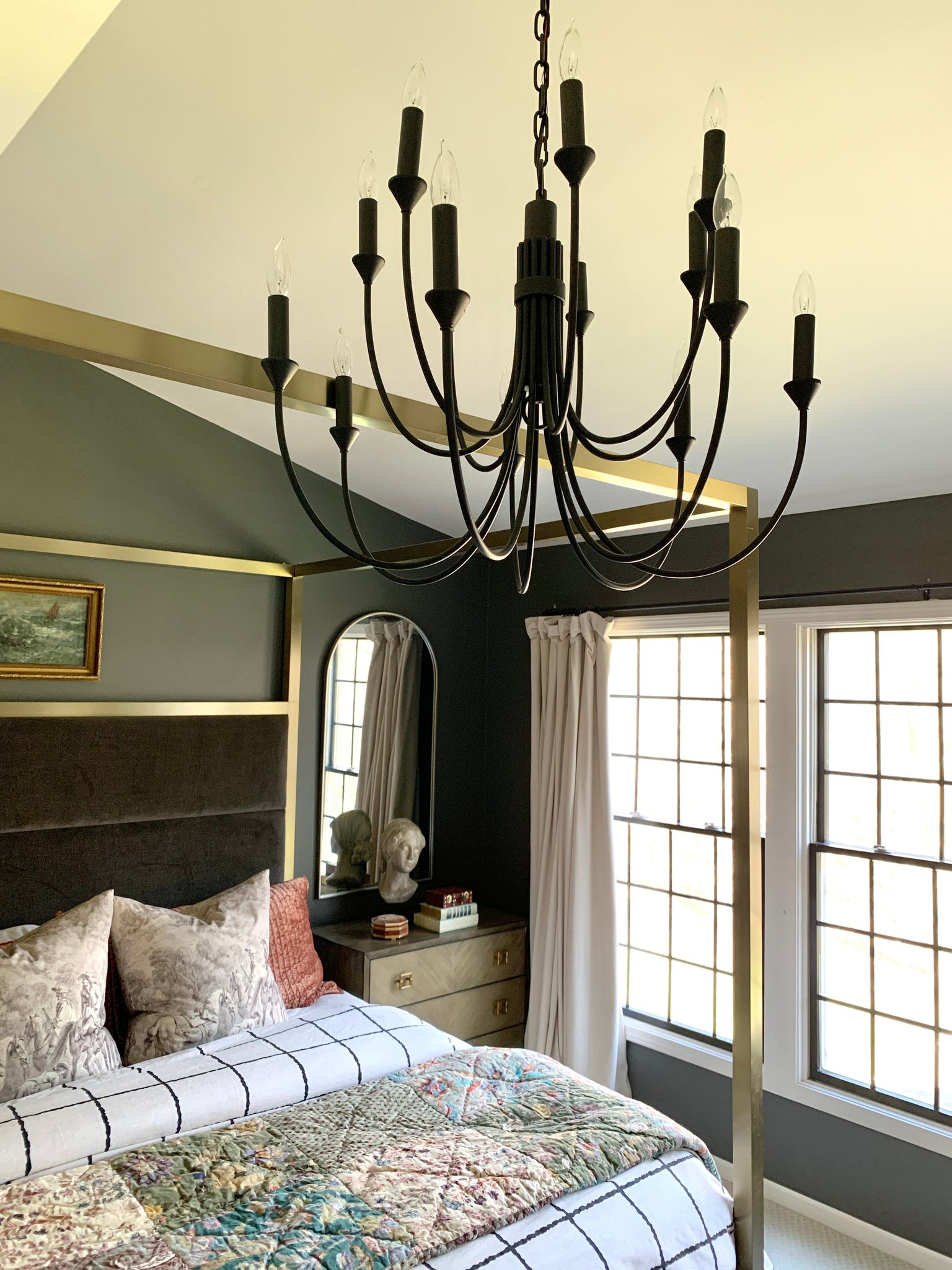 Cate Chandelier 30" styled in a two-story entry for warm, layered light at Laurie Yapp Home.