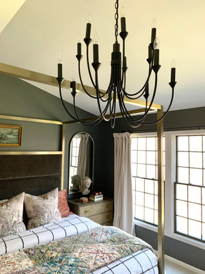 Cate Chandelier 30" styled in a two-story entry for warm, layered light at Laurie Yapp Home.