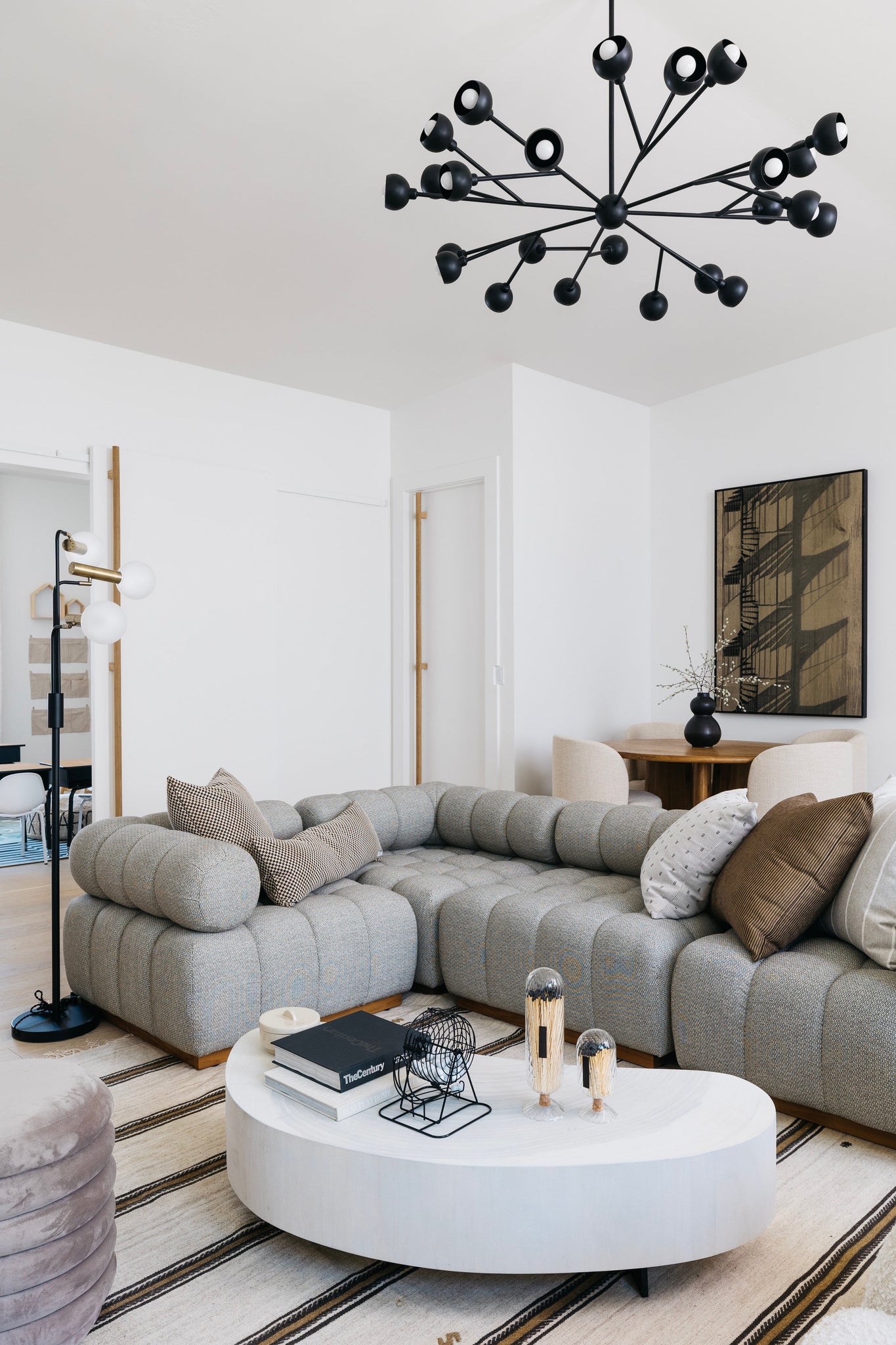 Colt Chandelier 54.5" styled in a formal living room for warm, layered light at Laurie Yapp Home.