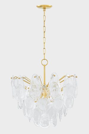 Darcia Chandelier 24" in aged brass shown from a second angle to highlight the frame, arms, and shade detail.