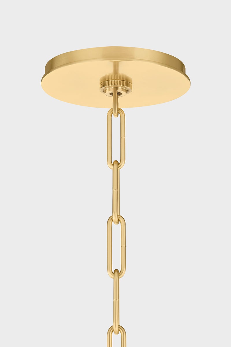 Durland Chandelier 40.5" in aged brass — a Hudson Valley chandelier for dining rooms, entries, and living rooms at Laurie Yapp Home.
