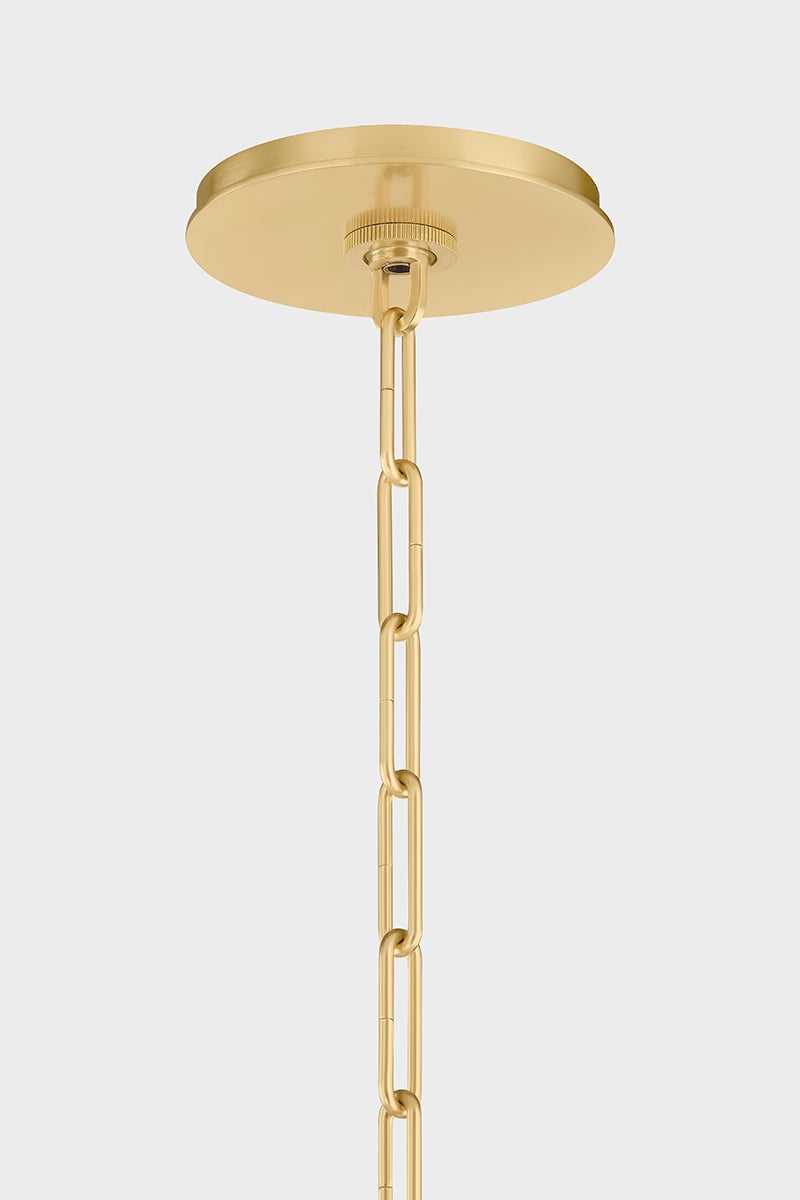 Durland Chandelier 55" in aged brass — a Hudson Valley chandelier for dining rooms, entries, and living rooms at Laurie Yapp Home.