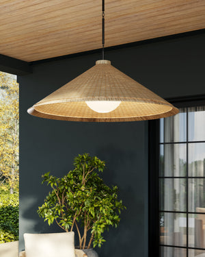 Devlin Pendant 44" styled in an elegant dining room for warm, layered light at Laurie Yapp Home.