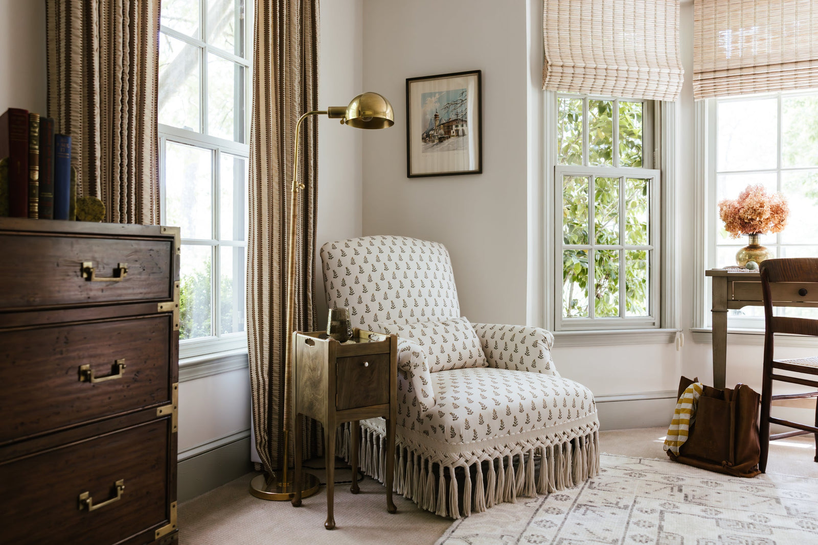 Devon Floor Lamp in aged brass — a Hudson Valley floor lamp for living rooms and reading nooks at Laurie Yapp Home.