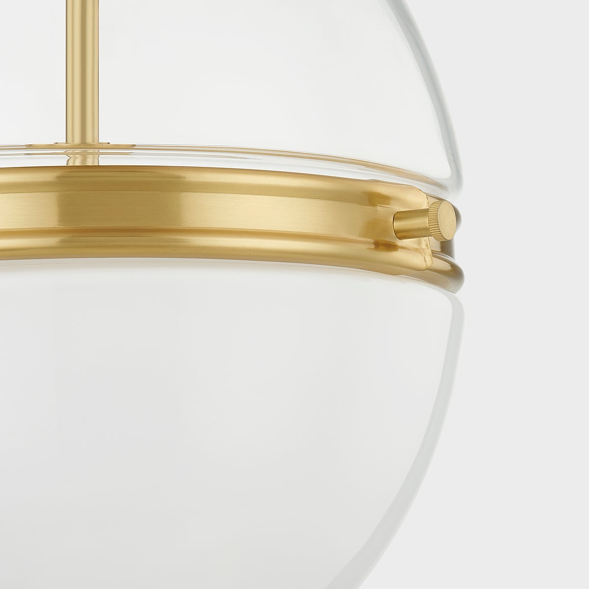Close-up of the Donnell Pendant 12.5" in aged brass showing the shade shape and metal detail.