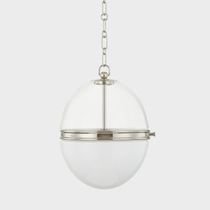 Close-up of the Donnell Pendant 12.5" in polished nickel showing the shade shape and metal detail.