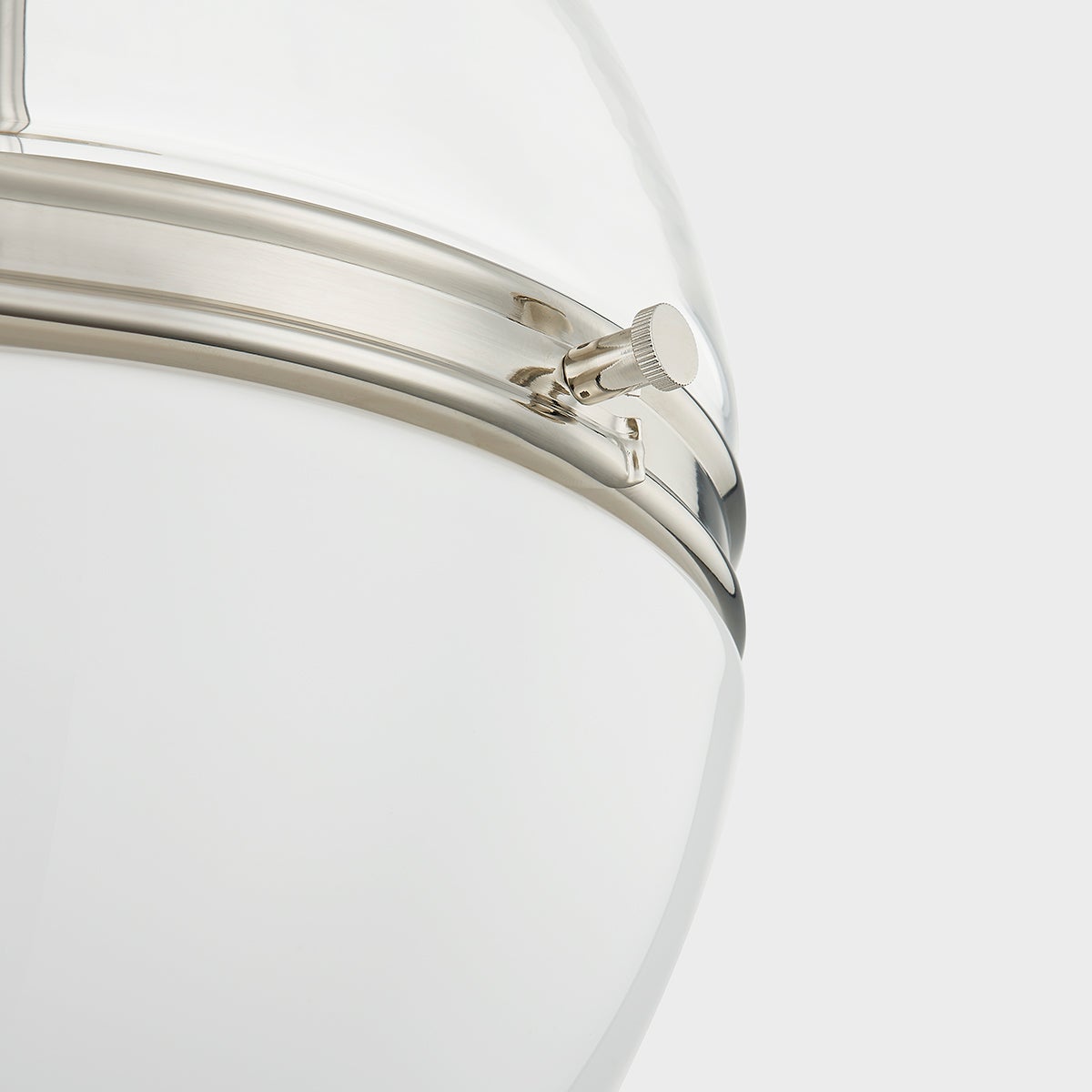 Close-up of the Donnell Pendant 12.5" in polished nickel showing the shade shape and metal detail.