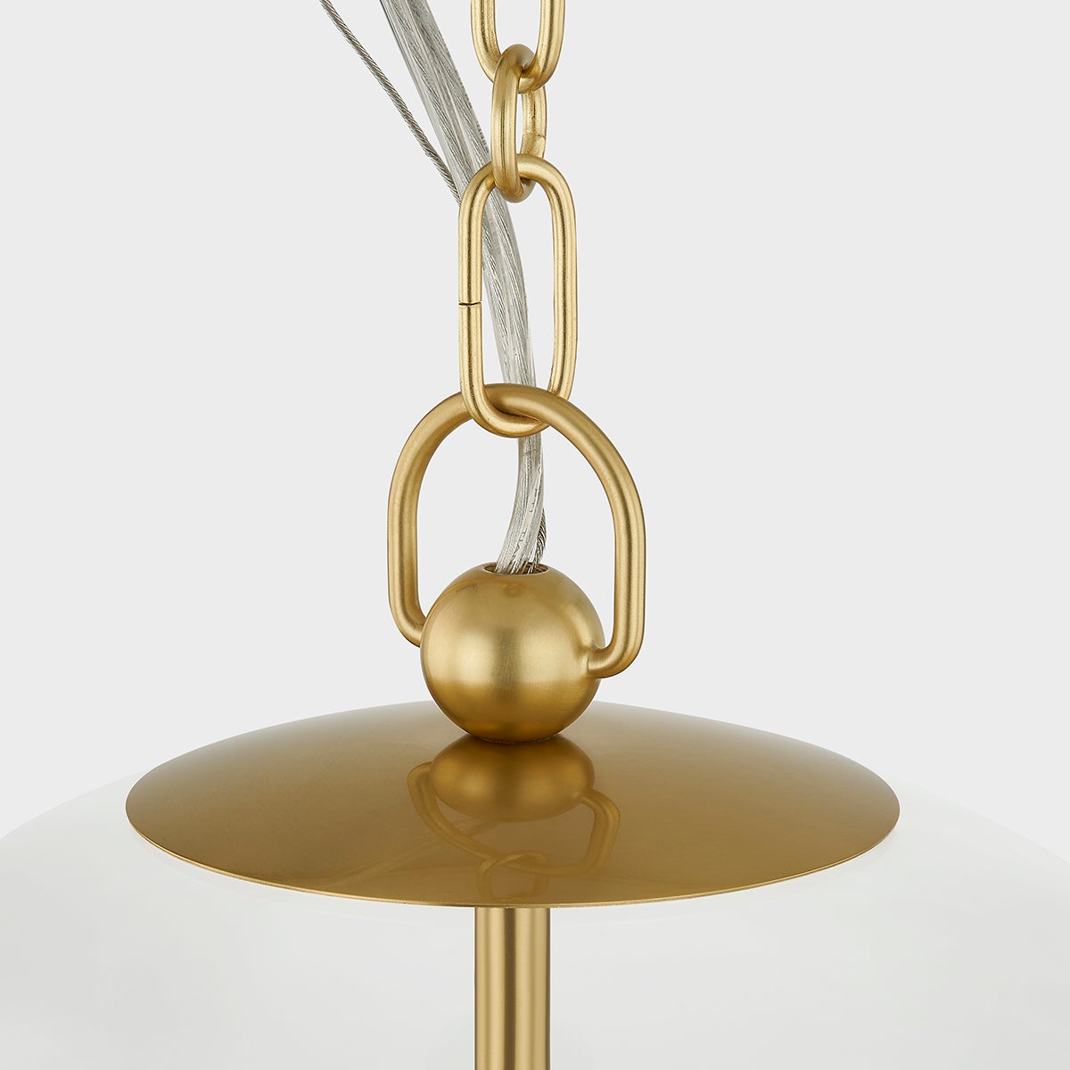 Close-up of the Donnell Pendant 17.5" in aged brass showing the shade shape and metal detail.