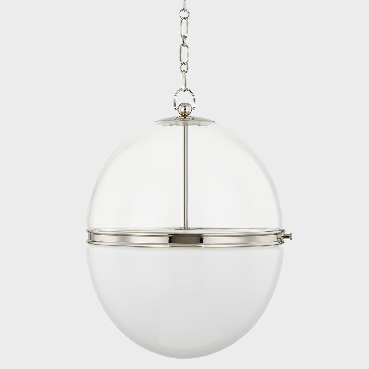 Close-up of the Donnell Pendant 17.5" in polished nickel showing the shade shape and metal detail.