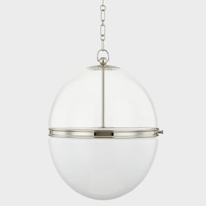 Close-up of the Donnell Pendant 17.5" in polished nickel showing the shade shape and metal detail.