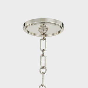 Close-up of the Donnell Pendant 17.5" in polished nickel showing the shade shape and metal detail.