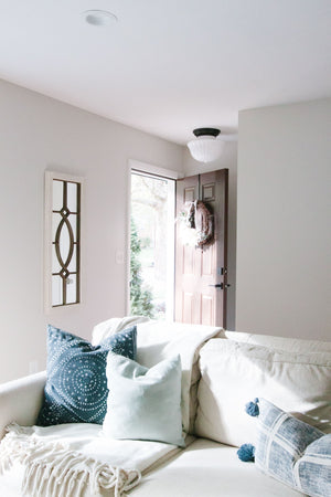 Dutchess Flush Mount 15" in bronze shown from the front to reveal the shade profile and mounting canopy.