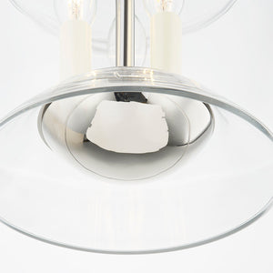 Close-up of the Edmonton Lantern 15" in polished nickel showing the frame and glass panel detail.