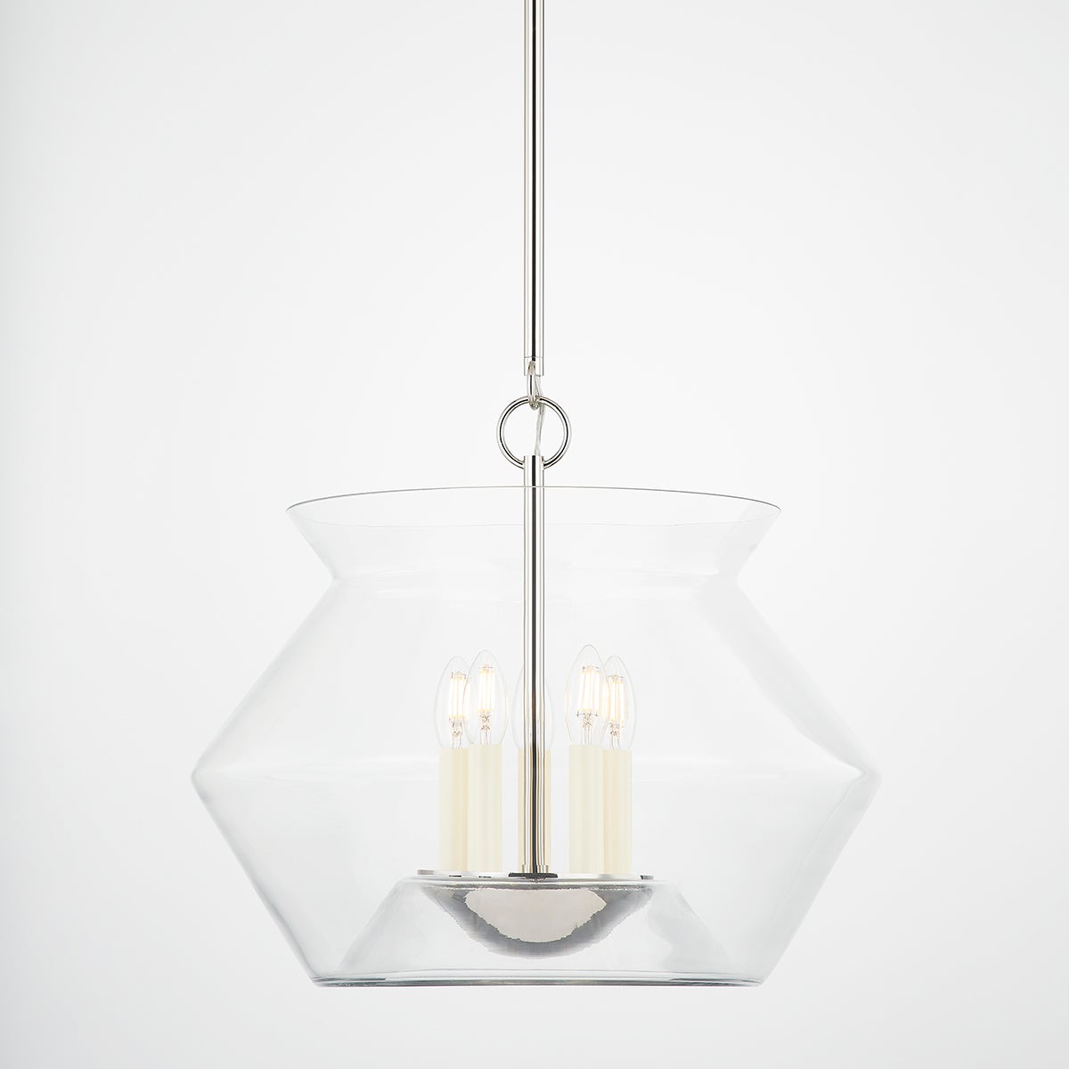 Close-up of the Edmonton Lantern 20.75" in polished nickel showing the frame and glass panel detail.