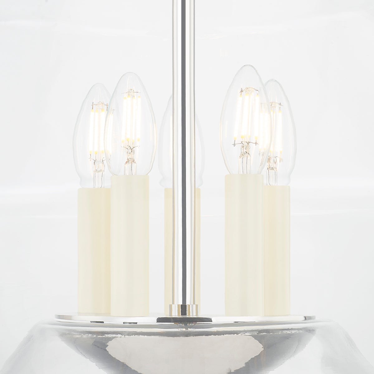Close-up of the Edmonton Lantern 20.75" in polished nickel showing the frame and glass panel detail.