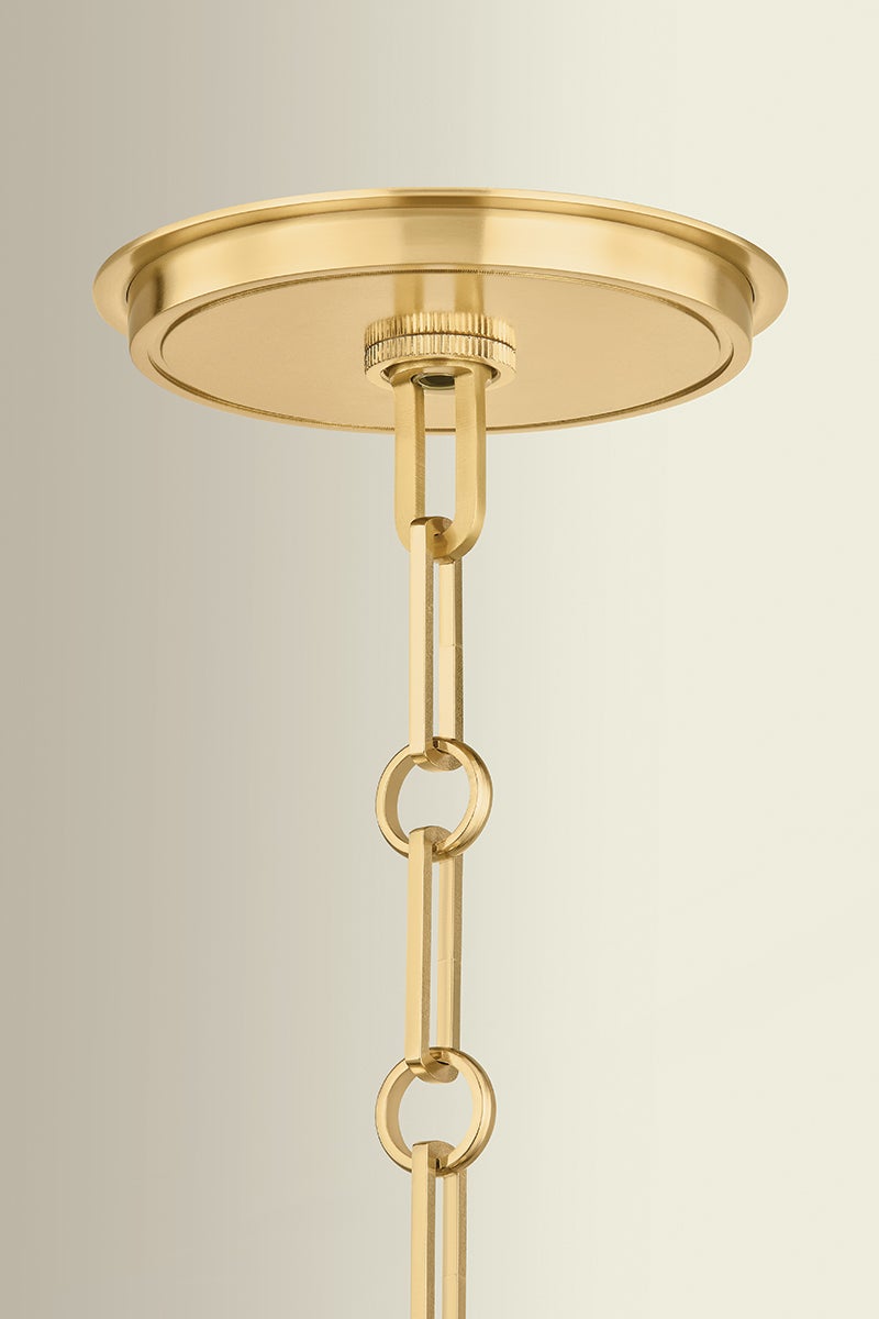 Ellsworth Lantern 15" in aged brass — a Hudson Valley lantern for entries, foyers, and covered porches at Laurie Yapp Home.