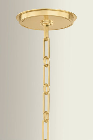 Ellsworth Lantern 22" in aged brass shown from a second angle to highlight the frame and glass panel detail.