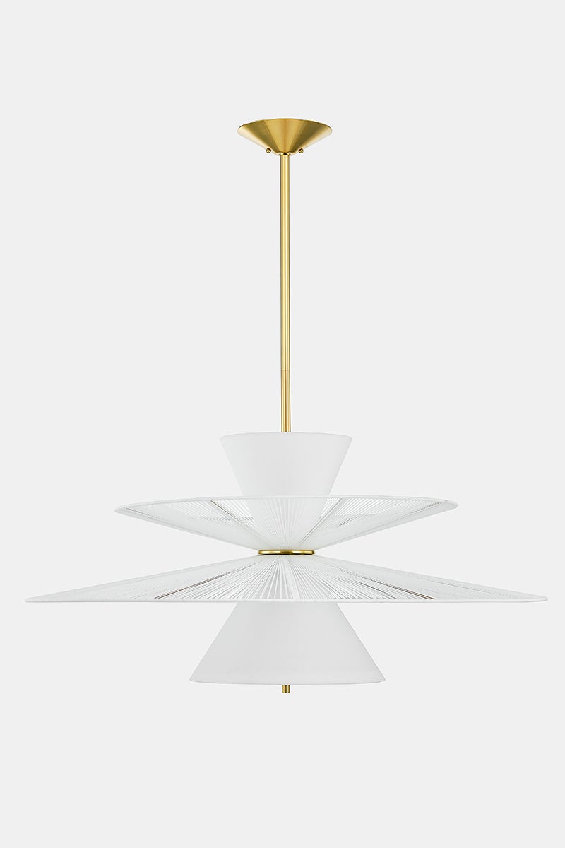 Esperance Chandelier in aged brass — a Hudson Valley chandelier for dining rooms, entries, and living rooms at Laurie Yapp Home.