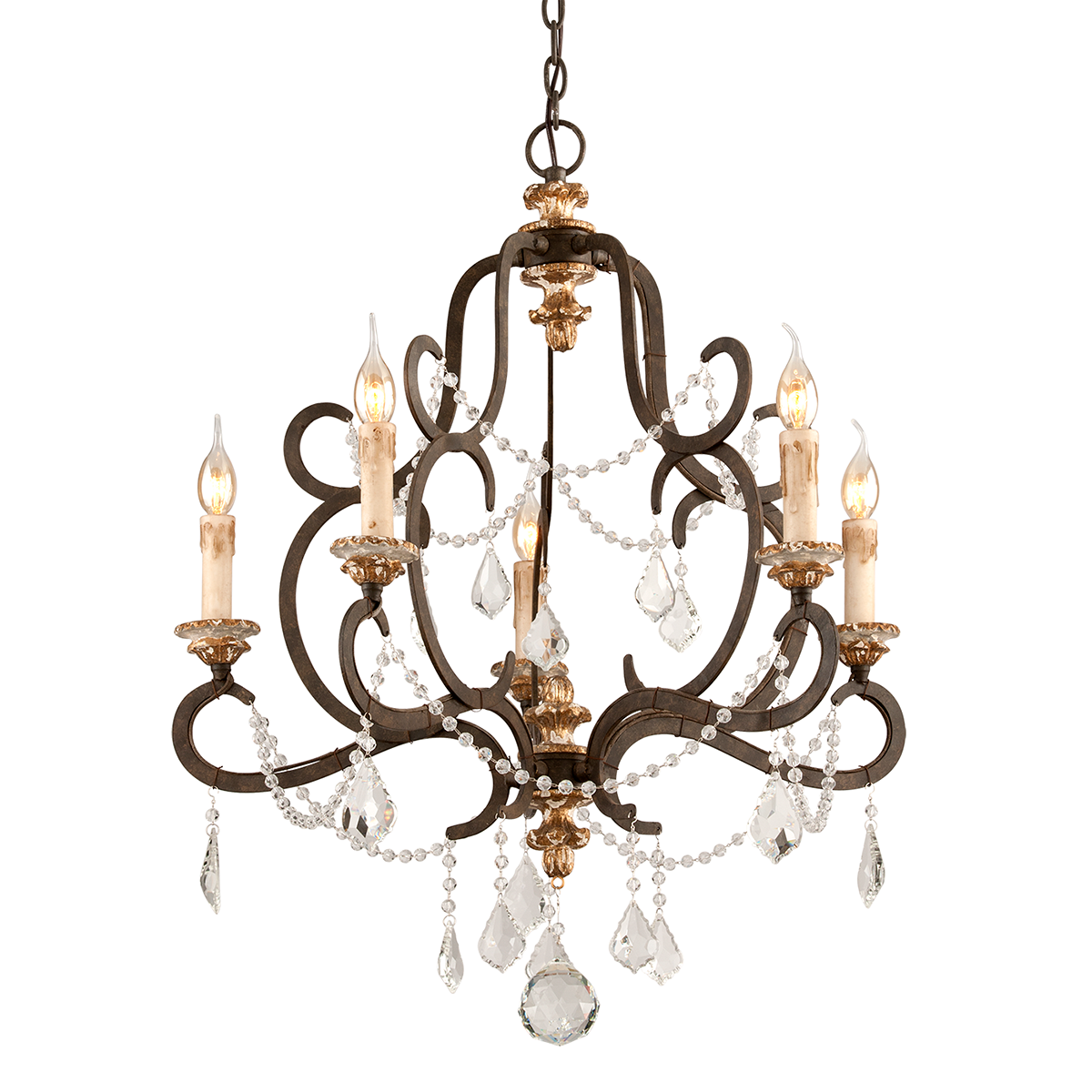 Bordeaux Chandelier 27.5" — a Troy chandelier for dining rooms, entries, and living rooms at Laurie Yapp Home.