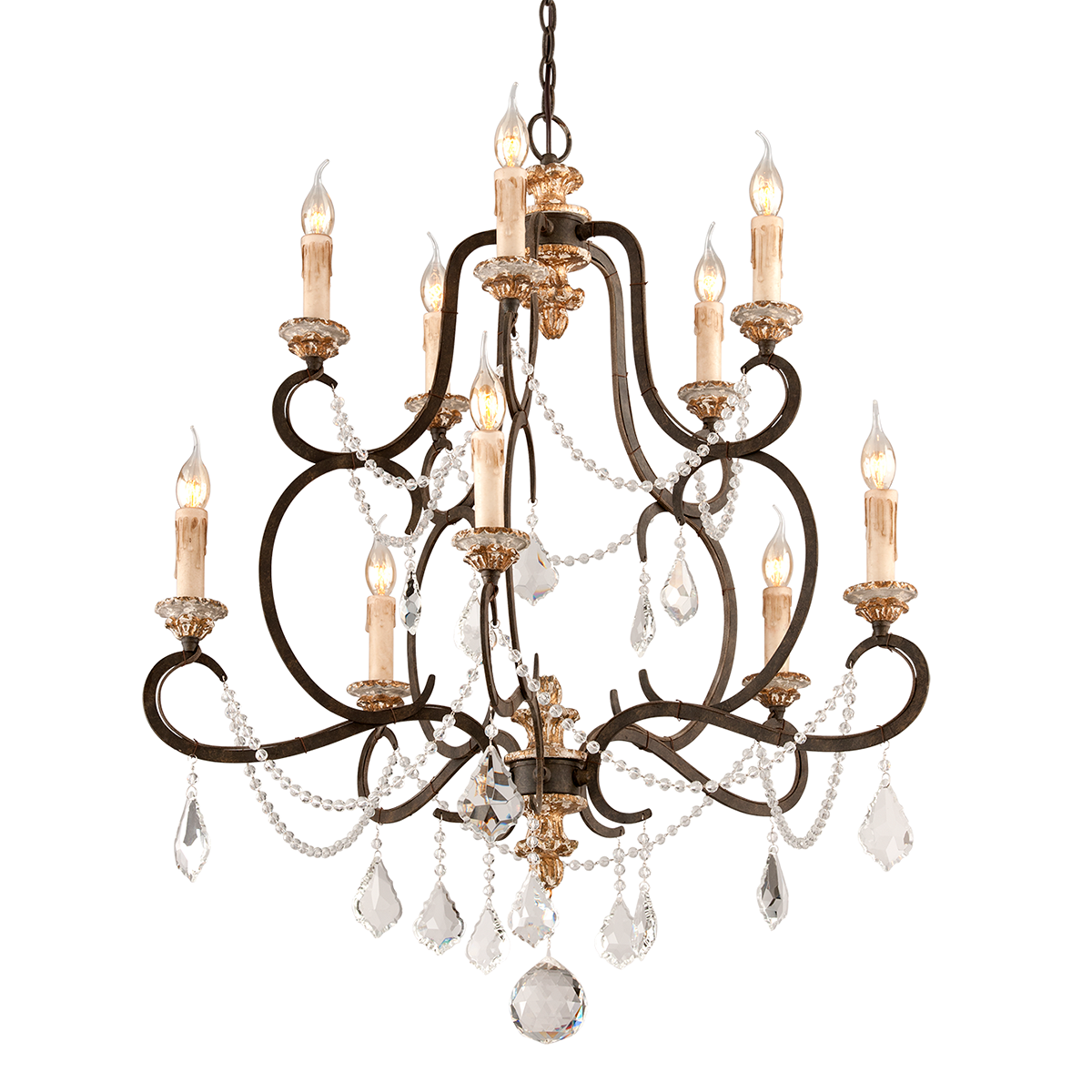 Bordeaux Chandelier 32.25" — a Troy chandelier for dining rooms, entries, and living rooms at Laurie Yapp Home.