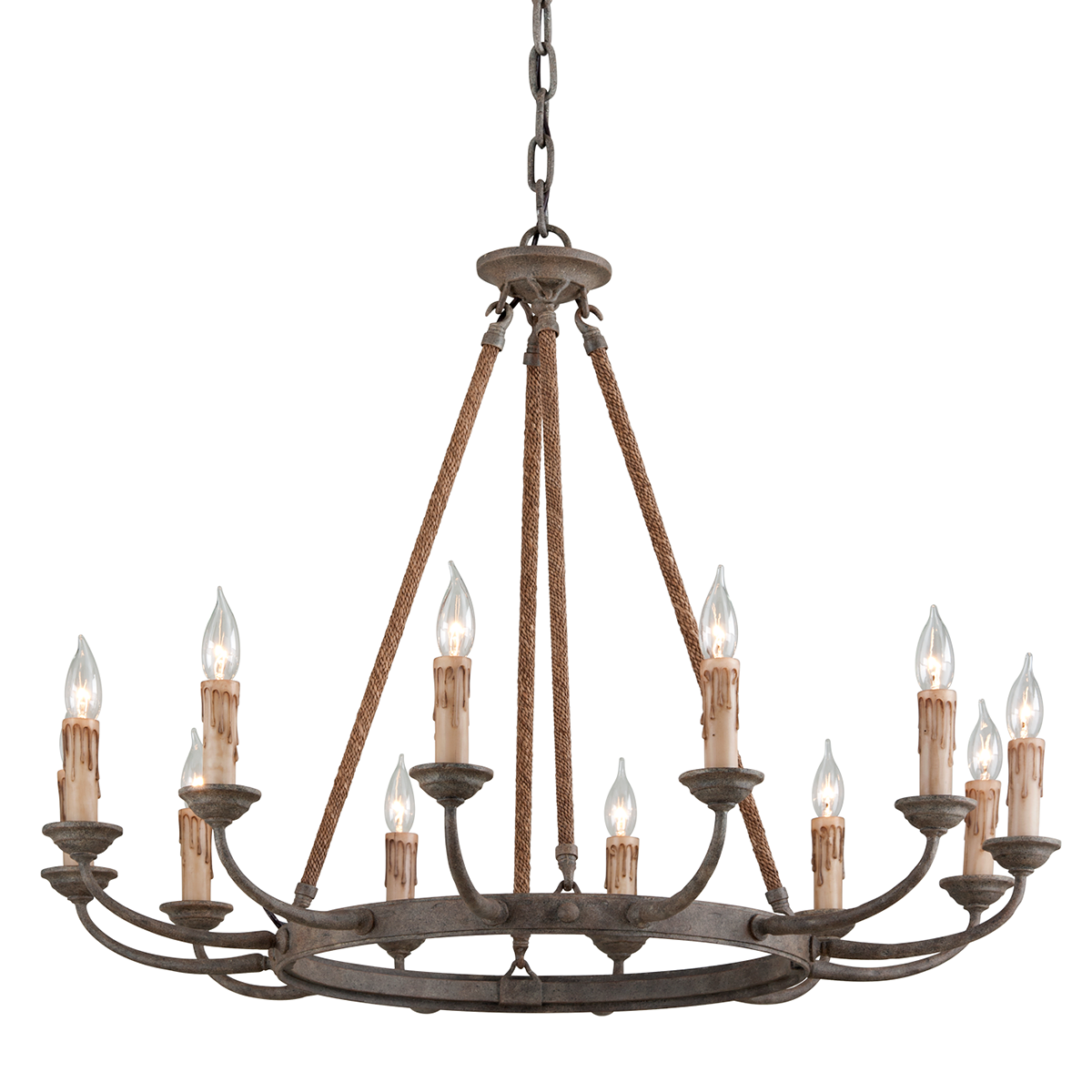 Cyrano Chandelier 36" — a Troy chandelier for dining rooms, entries, and living rooms at Laurie Yapp Home.
