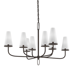 Marcel Chandelier 43.25" x 29" shown from a second angle to highlight the frame, arms, and shade detail.