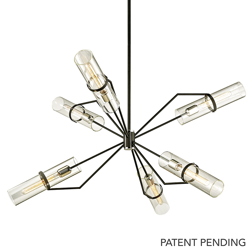 Raef Chandelier 50" x 27.25" — a Troy chandelier for dining rooms, entries, and living rooms at Laurie Yapp Home.