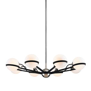 Ace Chandelier 37.75" x 9" shown from a second angle to highlight the frame, arms, and shade detail.