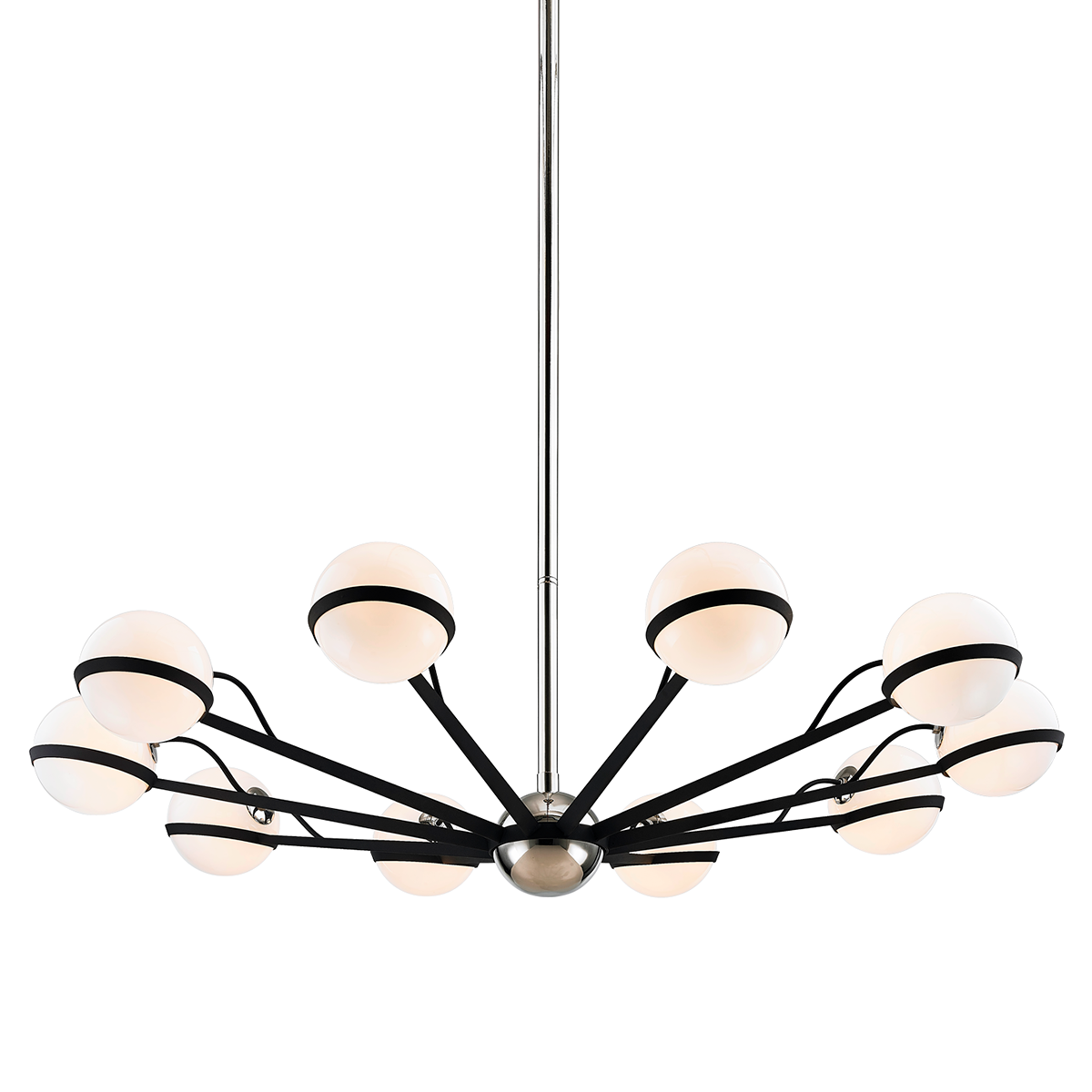 Ace Chandelier 50" x 10.25" shown from a second angle to highlight the frame, arms, and shade detail.