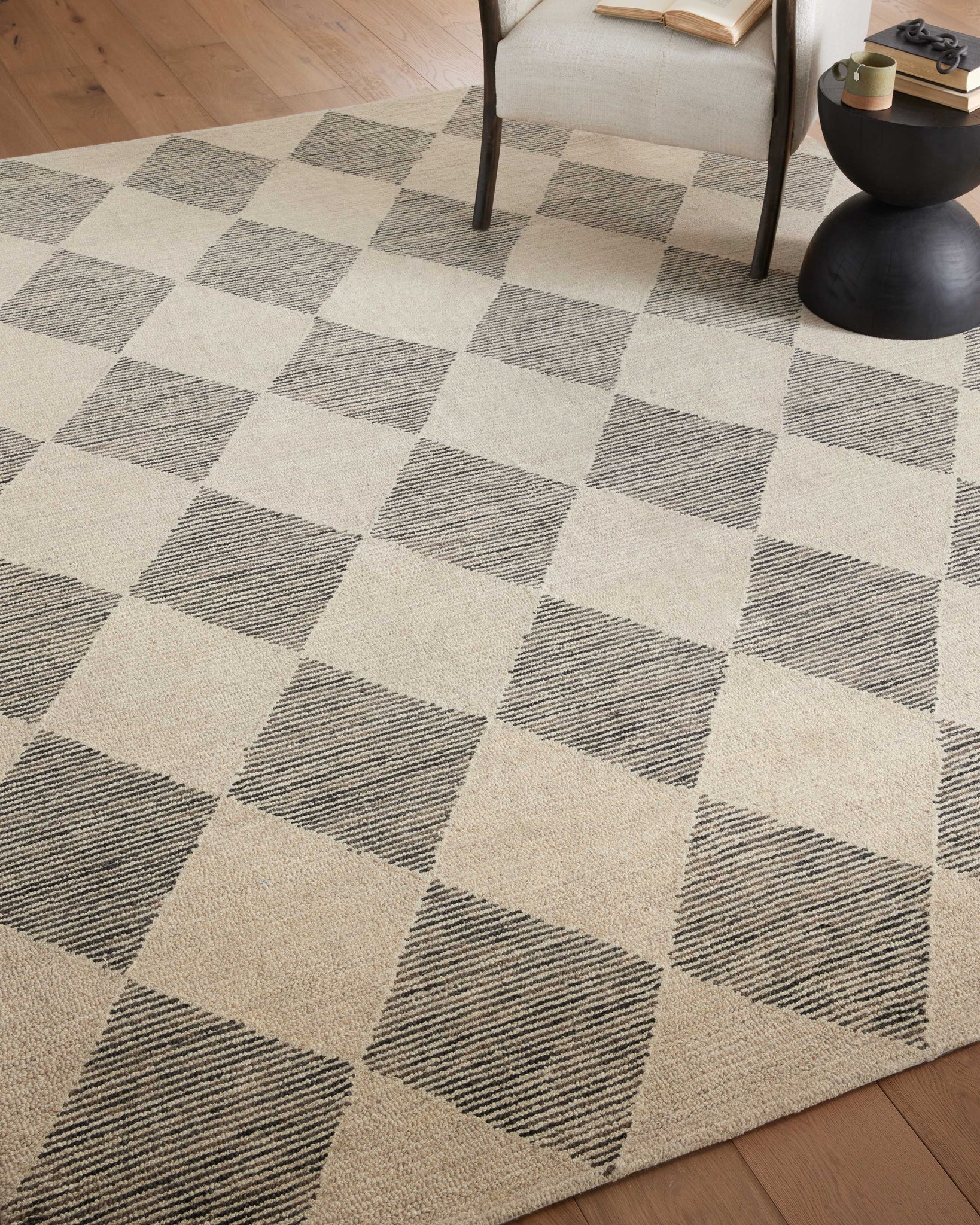 Francis Beige / Charcoal shown from a different angle to reveal its pattern.