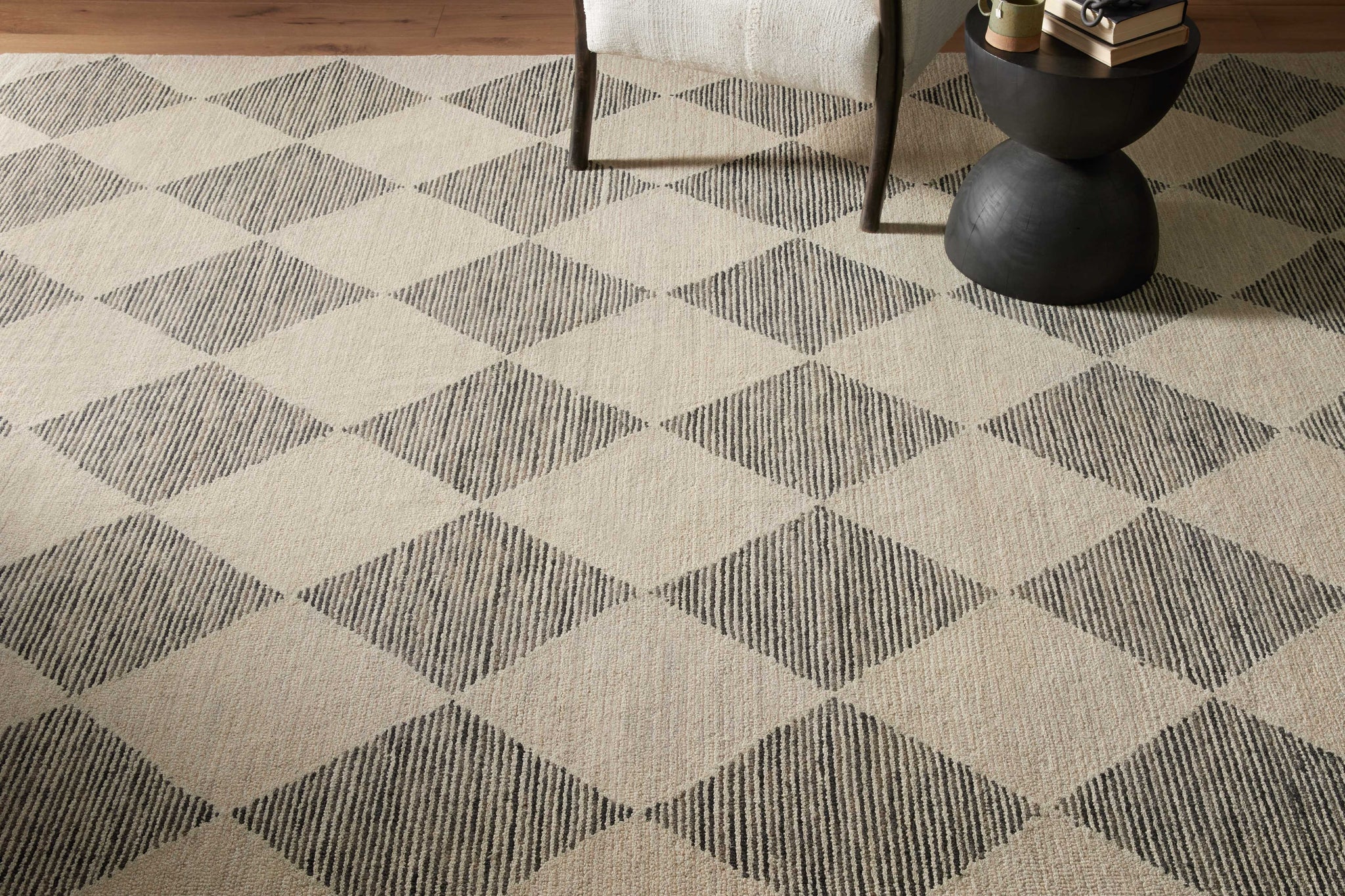 Francis Beige / Charcoal shown from a different angle to reveal its pattern.
