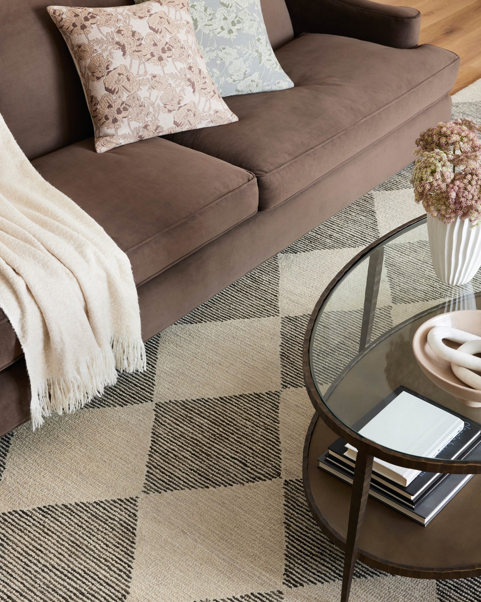 Francis Beige / Charcoal shown from a different angle to reveal its pattern.