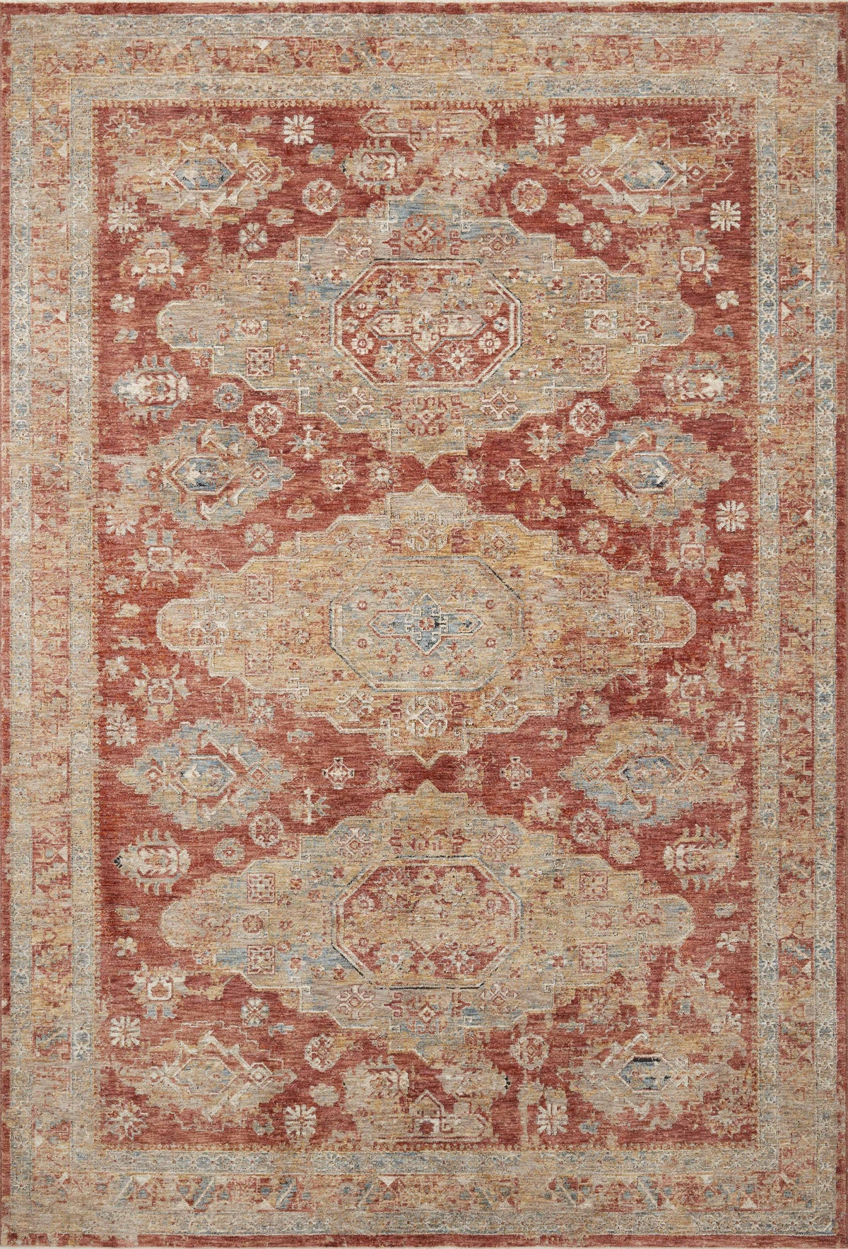 Gaia Gold / Brick (Pattern 2) — a Loloi rug at Laurie Yapp Home.