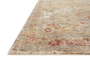 Side view of the Gaia Gold / Taupe rug.