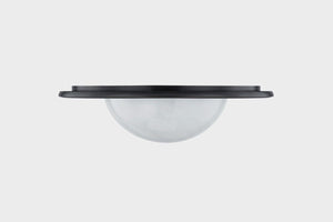 Close-up of the Geraldton Flush Mount 15.75" in dark bronze showing the shade profile and mounting canopy.