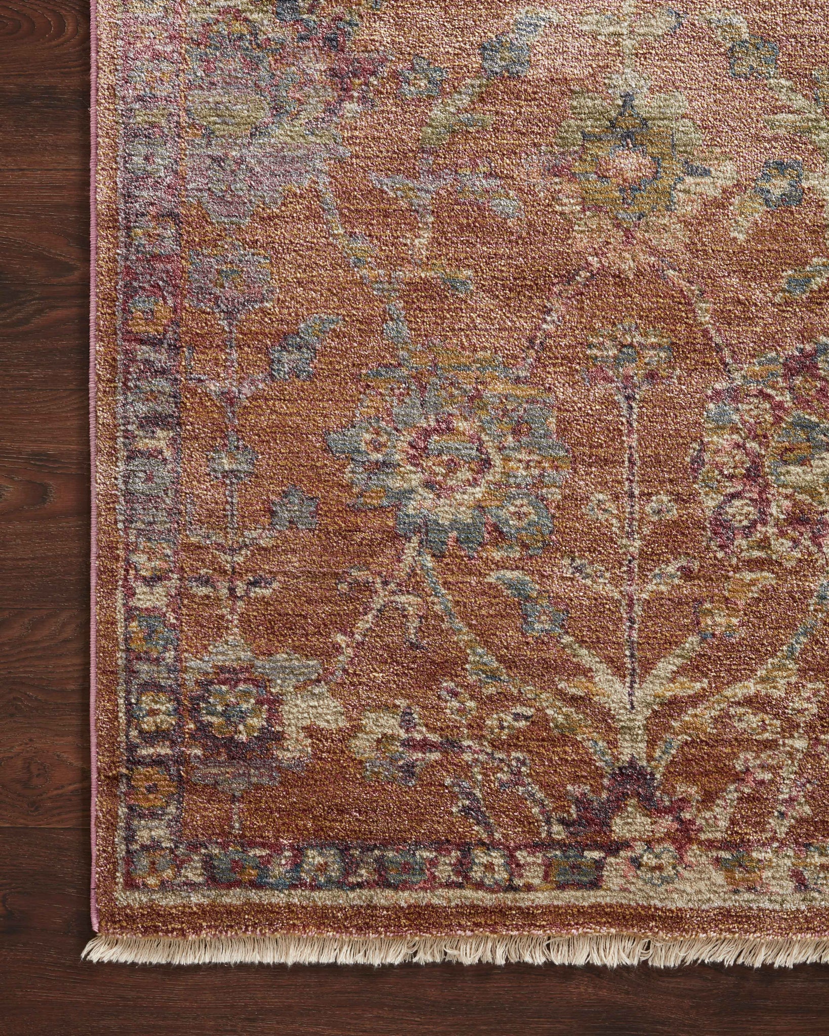 Side view of the Giada Terracotta / Multi rug.