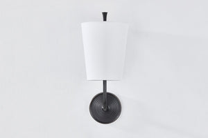 Gladstone Wall Sconce in dark bronze shown from a second angle to highlight the arm curve and shade silhouette.