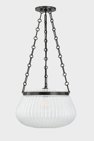 Close-up of the Granby Pendant 17" in bronze showing the shade shape and metal detail.