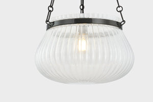 Close-up of the Granby Pendant 17" in bronze showing the shade shape and metal detail.